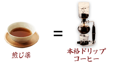 煎じ薬の例として本格ドリップコーヒーが挙げられる